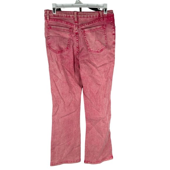 Blue b Collection Pink Denim Jeans Rhinestone Accents Distressed Knees & Flared - Picture 2 of 6